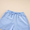 Women's Sky Blue Striped Bowknot Detail Puffy Sleeve Top and Shorts 2-Piece Set - Image 13