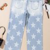 Plus Size Beau Blue High Waist Star Pattern Jeans - Image 4