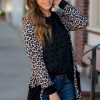 Women's Black Leopard Patched Pocket Open Front Cardigan - Image 9