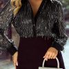 Women's Black Sequin Tassel Button Up Slim Fit Shirt - Image 7