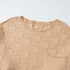 Plus Size Women's Light French Beige Textured Knit Solid Checkered Sweater - Image 12