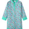 Women's Plus Size Green Palm Pattern Long Sleeve Shift Dress - Image 15