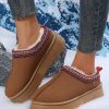 Women's Chestnut Contrast Print Suede Plush Lined Snow Boots for Winter - Image 2