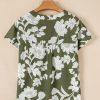 Chic Women's Green Floral Print Short Sleeve Blouse with Split Neck Design - Image 16