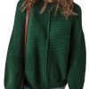 Women's Blackish Green Textured Crew Neck Lantern Sleeve Sweater - Image 13