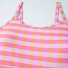 Stylish Pink Plus Size Plaid Print High Waist Bikini Set for Beach Days - Image 22