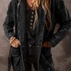 Women's Classic Black Denim Jacket with Lapel Collar and Side Pockets - Image 2