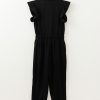 Women's Black Zipper Flutter Sleeve High Waist Jumpsuit - Chic and Casual - Image 6