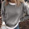 Women's Black Contrast Edge Crew Neck Long Sleeve Sweater - Image 5