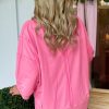 Women's Bonbon Mineral Washed V Neck Long Sleeve T-Shirt with Bracelate Sleeves - Image 3