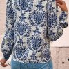 Women's Sky Blue Bohemian Printed Bishop Sleeve Lace Shirt - Image 3