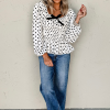 Women's Black Polka Dot Puff Sleeve Peplum Top with Bow Detail and Square Neckline - Image 5