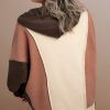 Plus Size Brown Colorblock Hoodie with Exposed Seams - Image 3