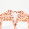 Women's Orange Geometric Print Ruffle Tiered Mini Dress with V Neck - Image 8