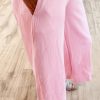 Chic Pink Textured Pearled Ruffled Sleeve Wide Leg Pants Set for Women - Image 5