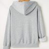 Women's Light Grey Fleece Lined Drawstring Hoodie with Kangaroo Pocket - Image 7