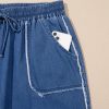 Women's Sail Blue Washed Denim Chambray Loose Plus Size Wide Leg Pants - Image 12