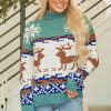 Women's Canton Christmas Reindeer Snowflake Colorblock Turtleneck Sweater - Image 3