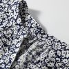 Women's Elegant Blue Floral Print Notched V Neck Puff Sleeve Blouse - Image 10