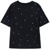 Women's Black Pearl Beaded Drop Shoulder Crewneck T-Shirt - Trendy Casual Tee - Image 20