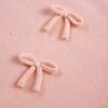 Women's Light Pink Ruffled Bowknot Long Sleeve Sweater with Ribbed Trim - Image 8