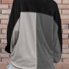 Women's Oversized Gray Colorblock Ribbed Collared Sweatshirt - Image 2