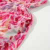 Women's Pink Abstract Floral Print Shirred One Shoulder Maxi Dress for Summer - Image 16