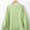 Women's Light Green Textured Crew Neck Blouse with Side Split Detail - Image 6