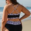 Plus Size Women's Black 2-Piece Leopard Patchwork High Waisted Swimsuit - Image 2