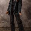 Women's Classic Black Denim Jacket with Lapel Collar and Side Pockets - Image 6