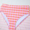 Stylish Pink Plus Size Plaid Print High Waist Bikini Set for Beach Days - Image 18