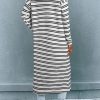 Women's Black Stripe Print Open Front Duster Cardigan - Stylish Long Sleeve Layering Piece - Image 2