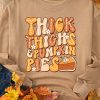 Women's Khaki Pumpkin Pies Graphic Sweatshirt - Fun Drop Shoulder Design for Fall - Image 6