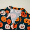 Women's Orange Halloween Pattern Short Sleeve Pajama Lounge Set - Image 8