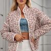 Women's Pink Floral Print Stand Neck Coat with Contrast Edge Detail - Image 6