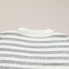 Women's Gray Stripe Drop Shoulder Crew Neck Sweater - Image 13