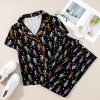 Women's Halloween Skeleton Pattern Black Short Sleeve Pajama Set - Image 8
