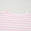 Chic Pink Stripe Knitted Short Sleeve Top and Drawstring Shorts Set for Women - Image 10