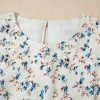 Women's Beige Floral Puff Short Sleeve Empire Waist Mini Dress for Summer - Image 10