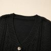 Women's Black Open Knit Drop Shoulder Sweater Cardigan for Stylish Layering - Image 6