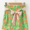 Women's Green Floral Print High Waist Casual Shorts with Pocket and Front Knot Detail - Image 7