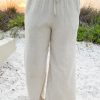 Women's Plus Size Beige Smocked High Waist Wide Leg Pants - Casual & Comfy - Image 5