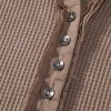 Women's Coffee Acid Wash Waffle Knit Button Neck Long Sleeve Top - Image 7