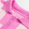 Women's Pink Checkerboard Half Button Collared Drop Shoulder Sweater - Image 9