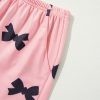 Women's Pink Bow Printed Short 2-Piece Lounge Set - Cute Casual Loungewear - Image 13