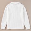 Women's White Quilted Texture Sporty Long Sleeve Collared Top - Image 7