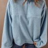 Women's Myosotis Collared Zipper Drop Shoulder Fleece Sweatshirt - Image 5