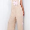 Women's Jet Stream Floral Patchwork Wide Leg Jumpsuit with Ribbed Fabric and Side Pockets - Image 6