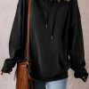 Women's Black Fleece Lined Kangaroo Pocket Hoodie - Image 3