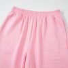 Chic Pink Textured Pearled Ruffled Sleeve Wide Leg Pants Set for Women - Image 14